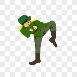 手绘军人打拳图片素材