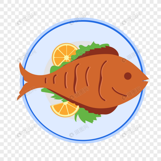 美味的烤鱼矢量插画图片
