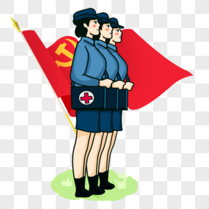 卡通女军人敬礼卡通女军人护士素材