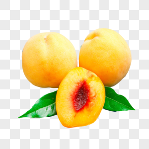 新鲜黄桃黄桃元素高清图片