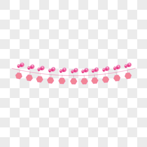 粉色气球波点少女节日彩旗图片