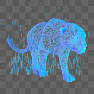 科技智能动物猎豹魔幻数据点状蓝色图片