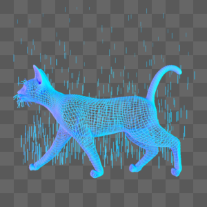 科技智能动物猫魔幻数据点状蓝色图片