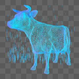 科技智能动物牛牧场魔幻数据点状蓝色图片