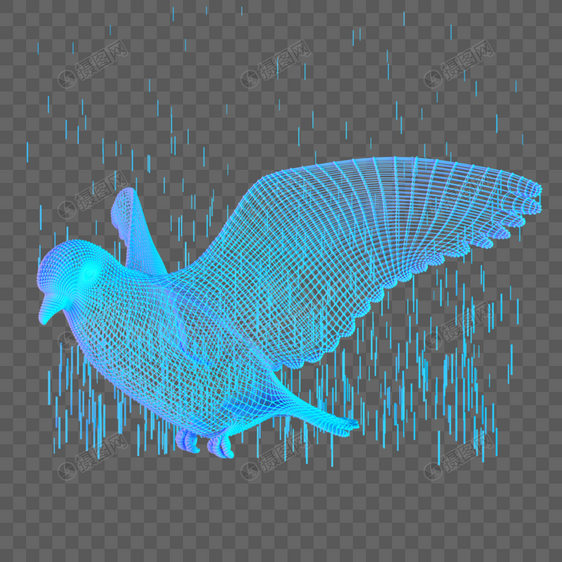 科技智能动物鸽子飞翔魔幻数据点状蓝色图片