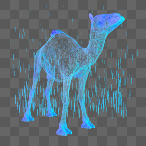 科技智能动物骆驼魔幻数据点状蓝色图片