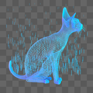 科技智能动物猫宠物魔幻数据点状蓝色图片