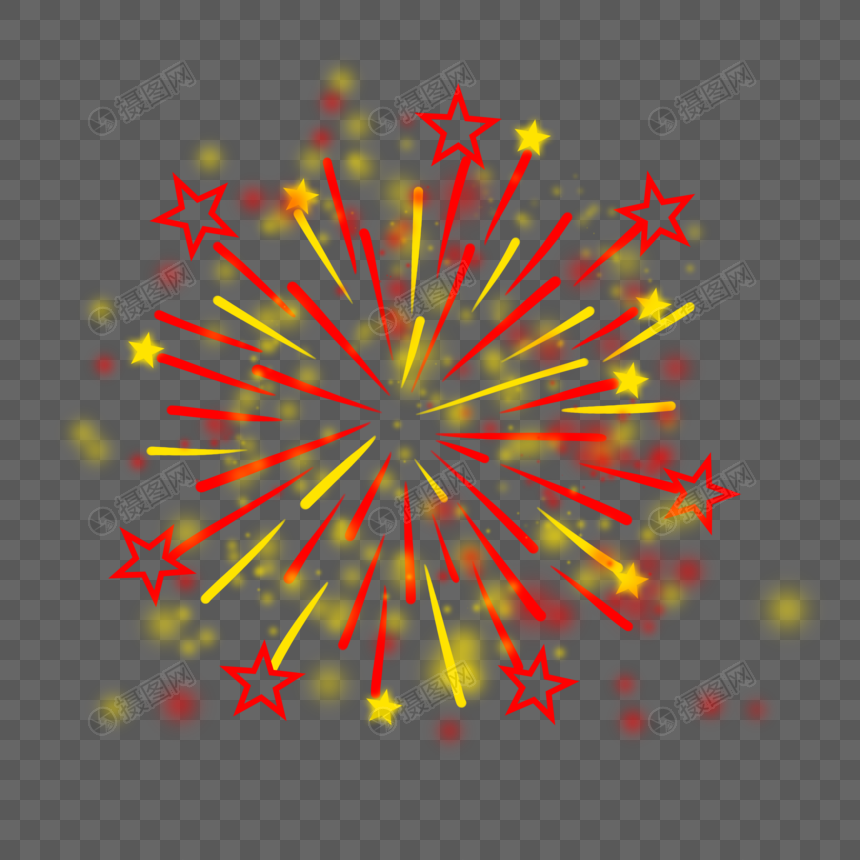 黄色红色烟花素材图片