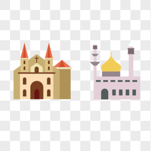 城堡和教堂建筑高清图片