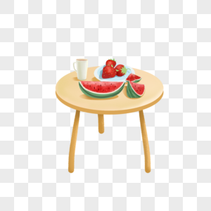 夏季桌上的水果水杯图片