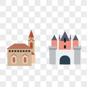 城堡和房子图标图片