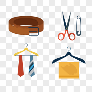 皮带和剪刀和领带和毛巾矢量元素图片