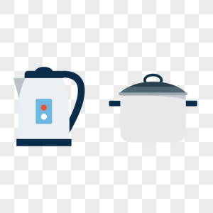 热水壶和锅子矢量元素图片