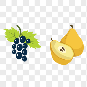 葡萄和梨矢量元素图片