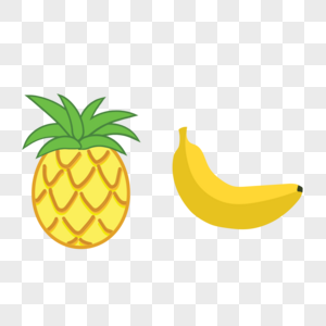 菠萝和香蕉矢量元素图片