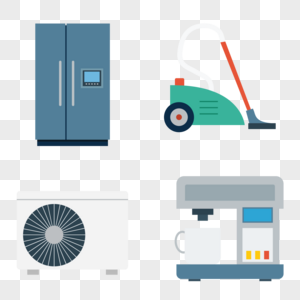 冰箱和吸尘器和空调和咖啡机矢量元素高清图片