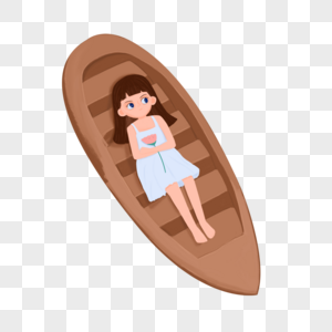 躺在船上的女孩高清图片