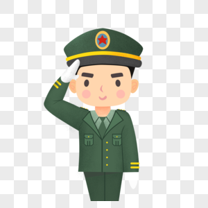 军人敬礼卡通图片
