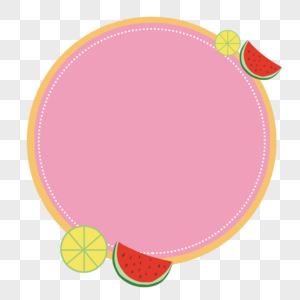 手绘夏天西瓜柠檬水果边框图片