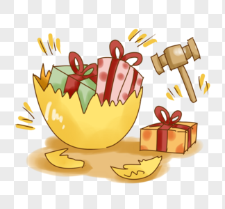 手与礼物礼物与砸金蛋png素材