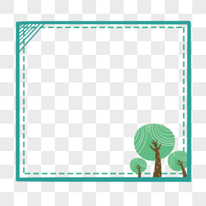 手绘绿色树木装饰边框图片