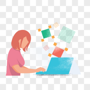 女人在用电脑工作免抠高清图片素材