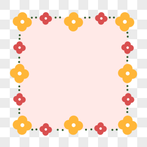 红花配黄花粉色边框图片