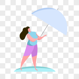 海边打伞遮阳图片