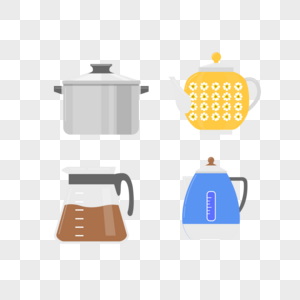 水壶和锅和热水壶矢量元素图片