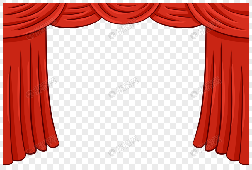 卡通手绘红色幕布