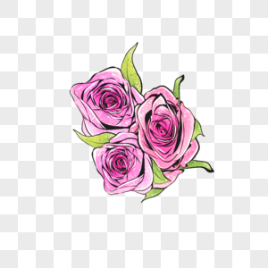 粉红色手绘复古花朵图片