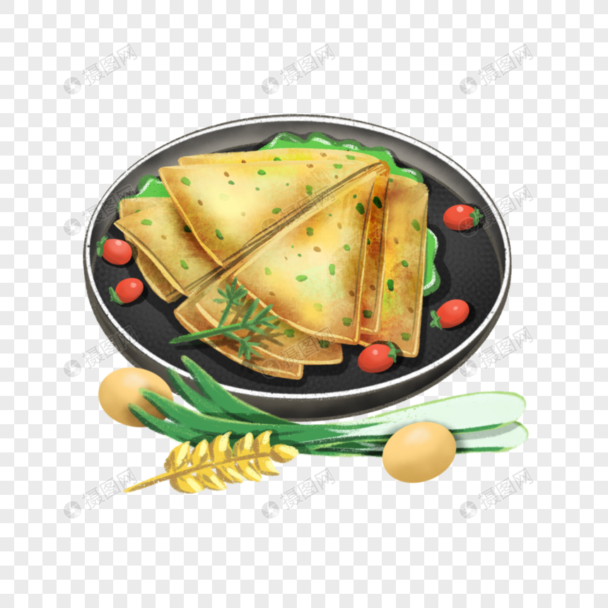 免抠元素 手绘/卡通元素 美食早餐鸡蛋饼.