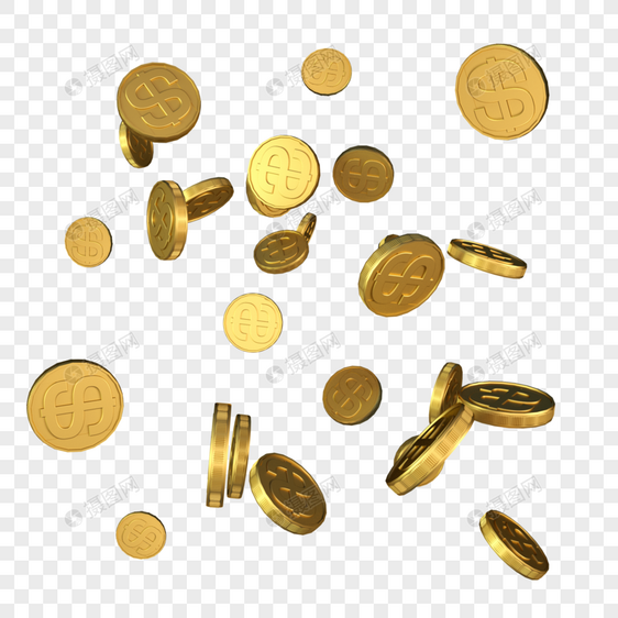 漂浮元素金币美元金钱黄色金属图片