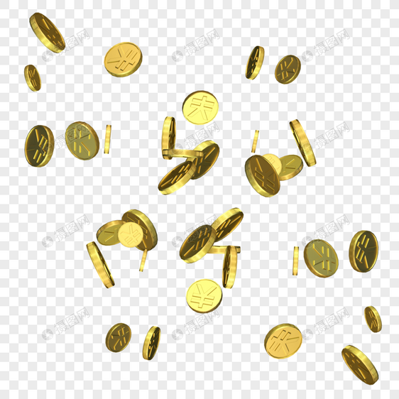 漂浮元素金币人民币金钱黄色金属图片