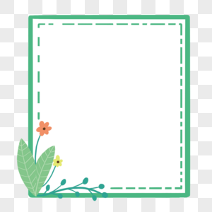 手绘绿色花朵叶子边框图片