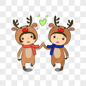 麋鹿装情侣圣诞装女孩高清图片