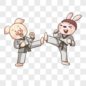 小猪和小兔子跆拳道图片