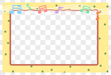 手绘可爱波点音符装饰花边边框高清图片