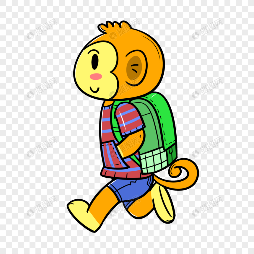 开学季小猴子去上学