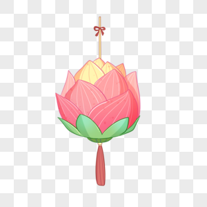 卡通插画吉他莲花灯素材
