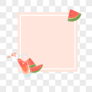 手绘夏日清凉西瓜冰饮边框图片