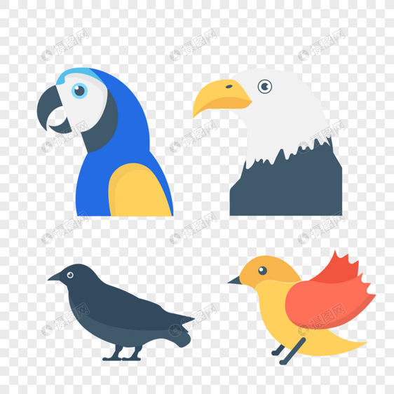 鸟类动物图标免抠矢量插画素材图片