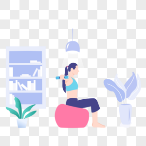 女人在家锻炼图标免抠矢量插画素材图片