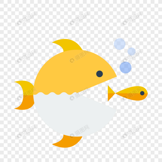 大鱼吃小鱼图标免抠矢量插画素材图片