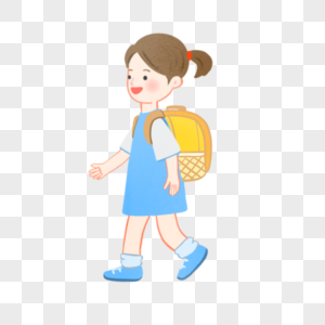 新学期开学背书包上学的女孩图片