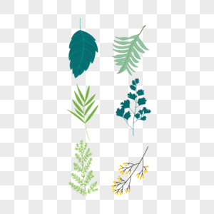 树枝绿叶植物图标免抠矢量插画素材图片