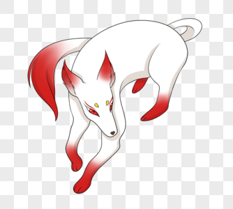 狐妖兽态火狐红白色灵狐动物高清图片