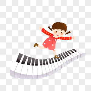 暑假钢琴培训班招生在琴键上跳舞的女孩兴趣班高清图片素材