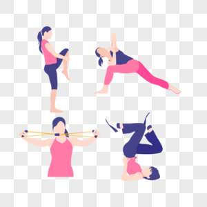 女人锻炼健身图标免抠矢量插画素材图片
