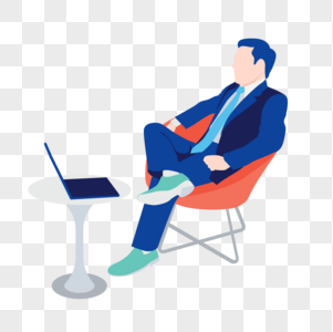 男人休闲坐在椅子上图标免抠矢量插画素材图片